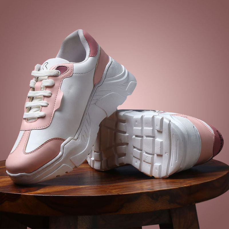 Black Pink Rose Flower Print Women's Sneakers main image 1
