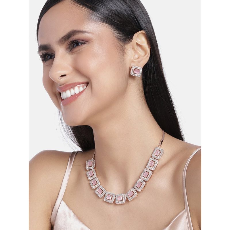 Stellar Rose Diamonte necklace and earrings set 67200A