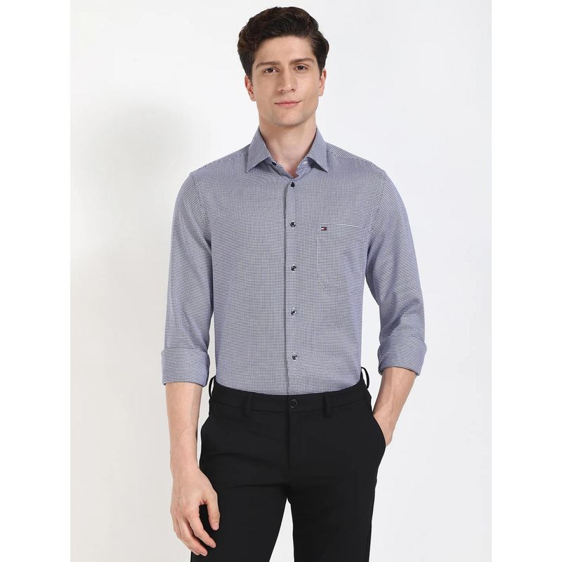 Tommy Hilfiger Printed Regular Fit Cotton Formal Shirt (44)