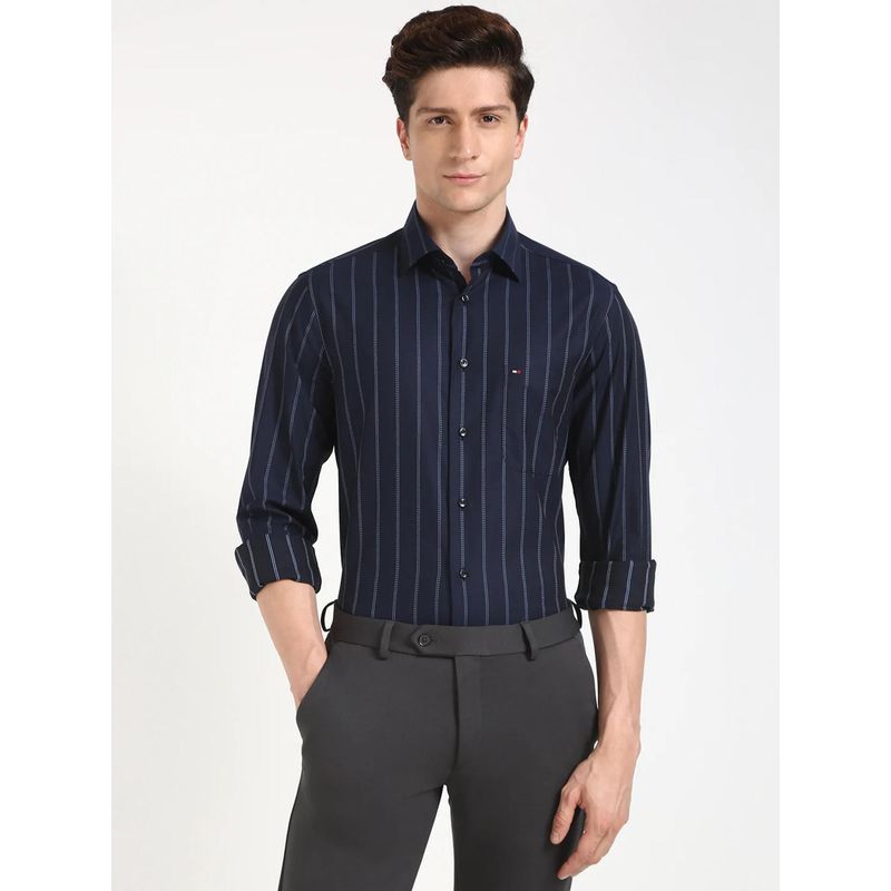 Tommy Hilfiger Striped Regular Fit Cotton Formal Shirt (38)