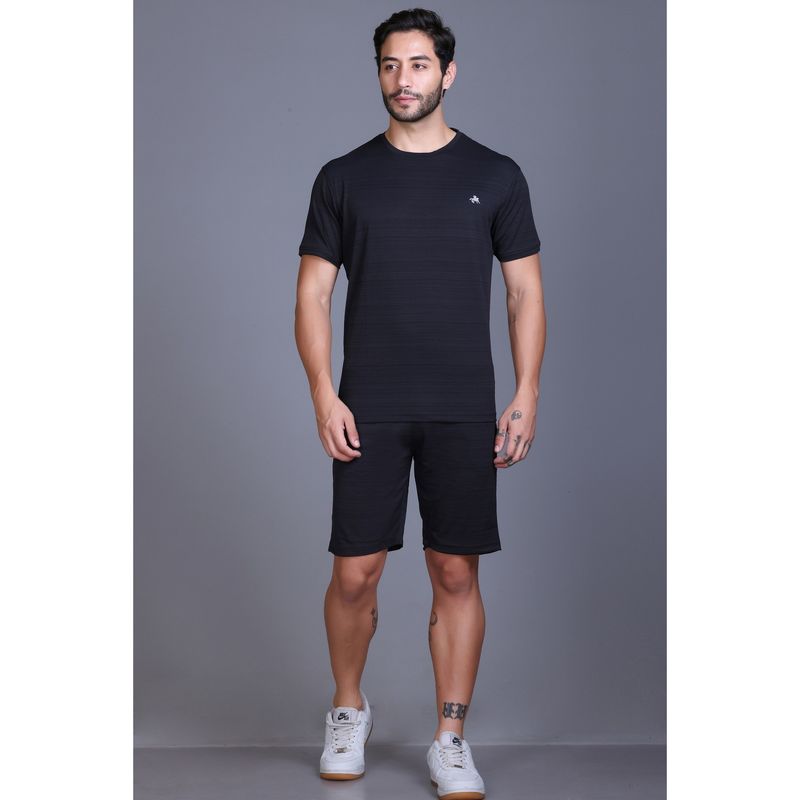 Parcel Yard Men Summer Short Sleeve Black T-Shirt and Shorts (M)