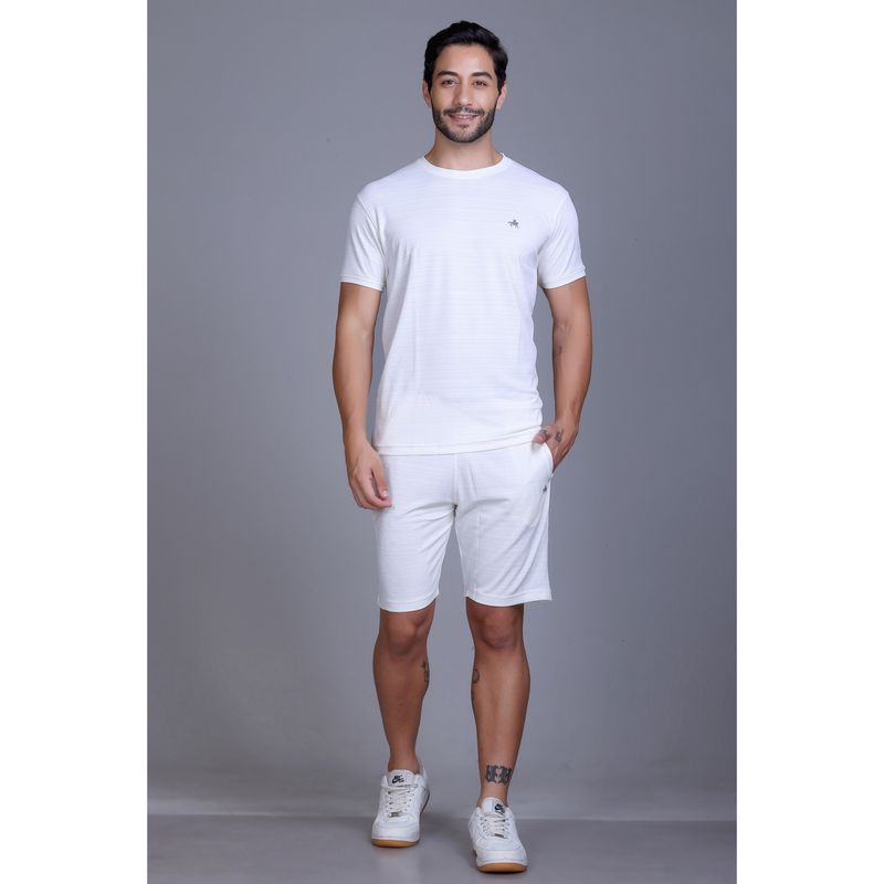 Parcel Yard Men Summer Short Sleeve White T-Shirt and Shorts (M)