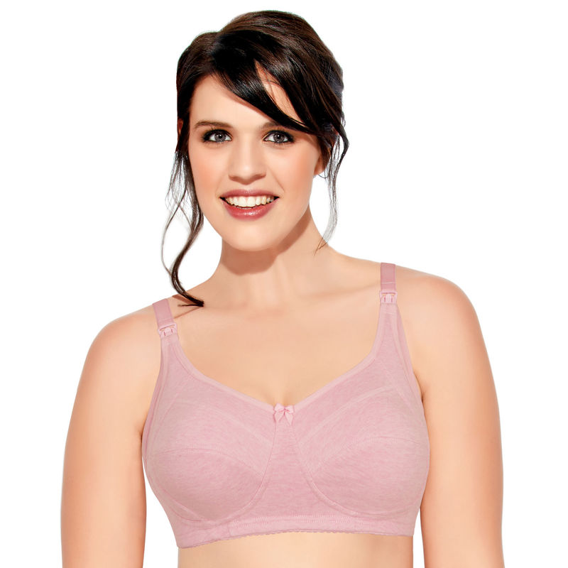 Enamor MT02 Sectioned Lift & Support Nursing Bra - Non-Padded Wirefree High Coverage - Pink (36C)