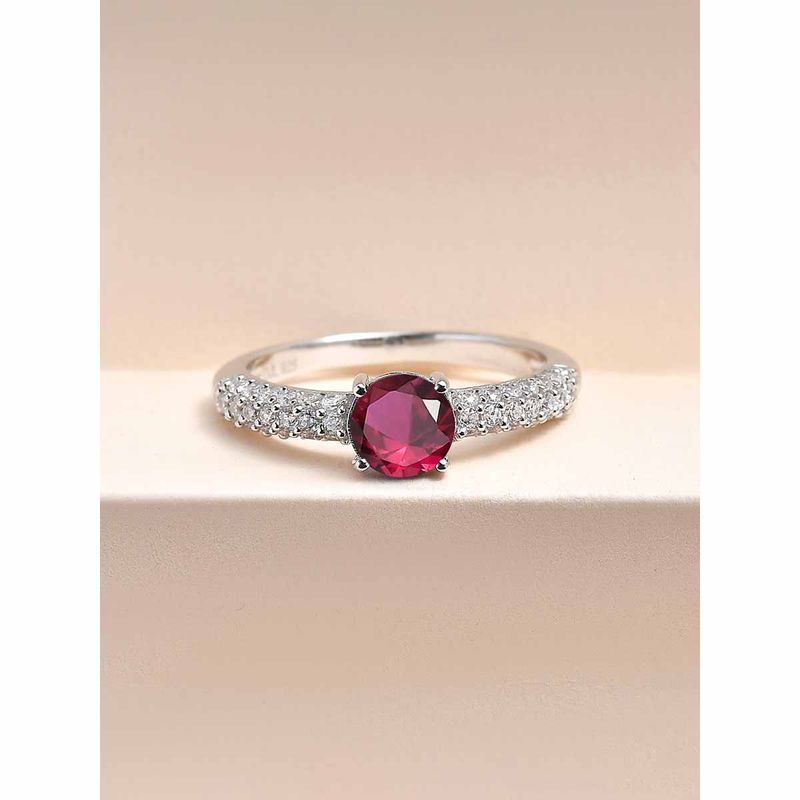 925 Silver 1 Carat Round Red Ruby Solitaire Sparkly Ring For Women & Girls (11)