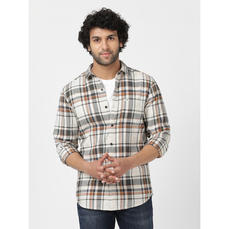 Wrangler Men Checked Grey Shirt (Slim) (L)
