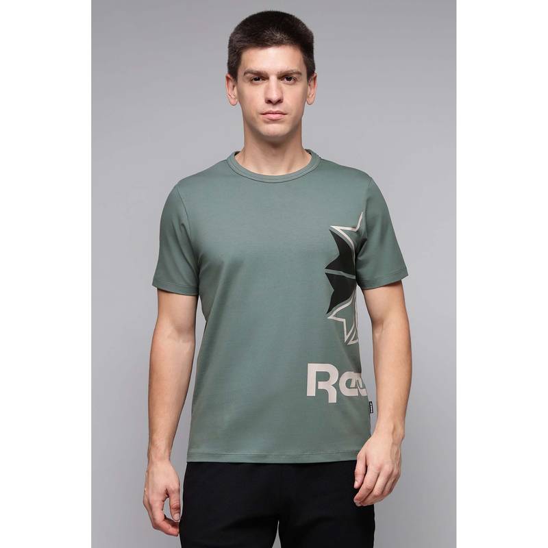 Reebok Men Green Printed T-Shirt (XS)