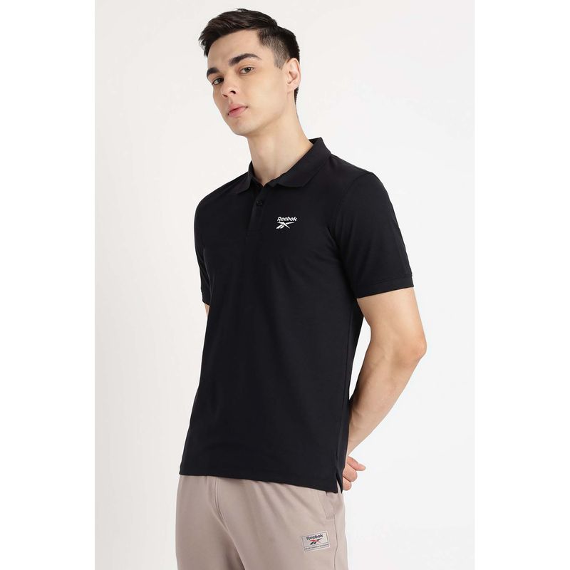 Reebok Men Black Solid Polo T-Shirt (XS)