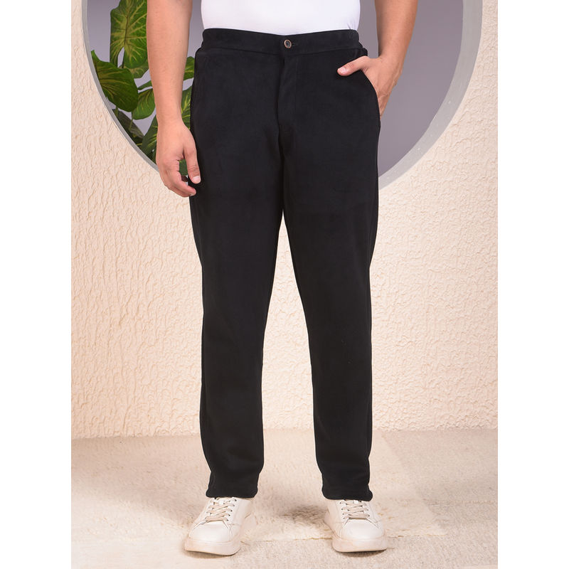 CRIMSOUNE CLUB Men Black Knitted with Button and Zip Closure Trackpant (M)