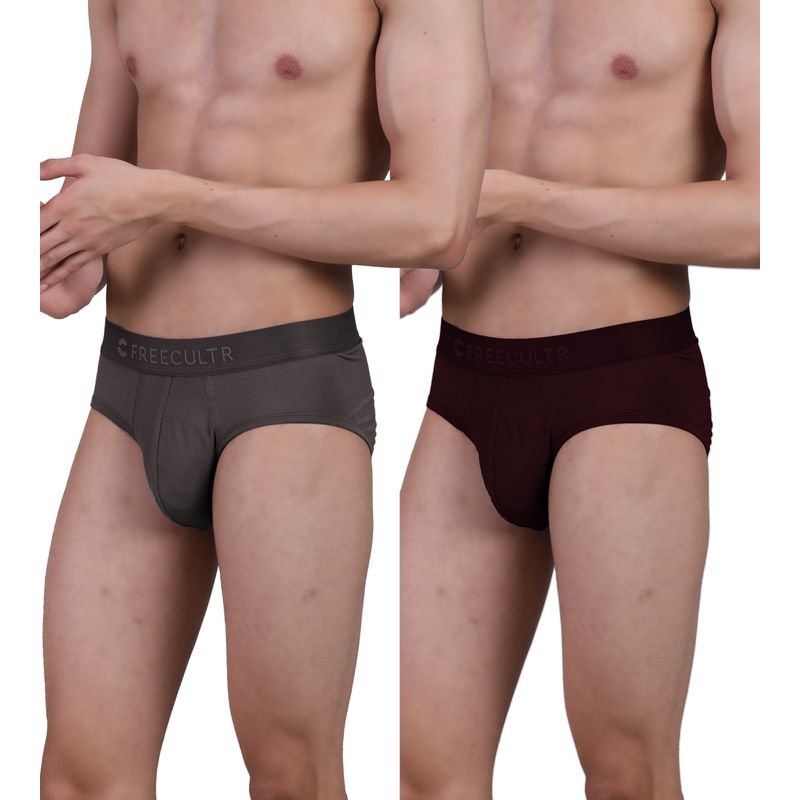 FREECULTR Men's Anti-Microbial Air-Soft Micromodal Underwear Brief, Pack of 2 - Multi-Color (M)