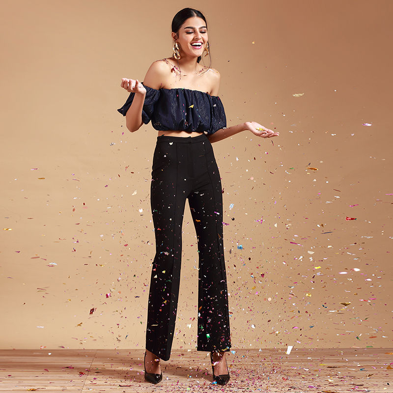 RSVP By Nykaa Fashion Blue A Little Party Top - Navy Blue (XL)