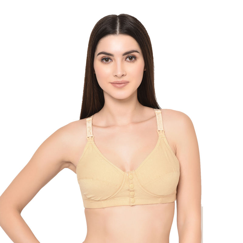 Mamma Presto Cotton Front Open Maternity Feeding Bra - Beige (40B)