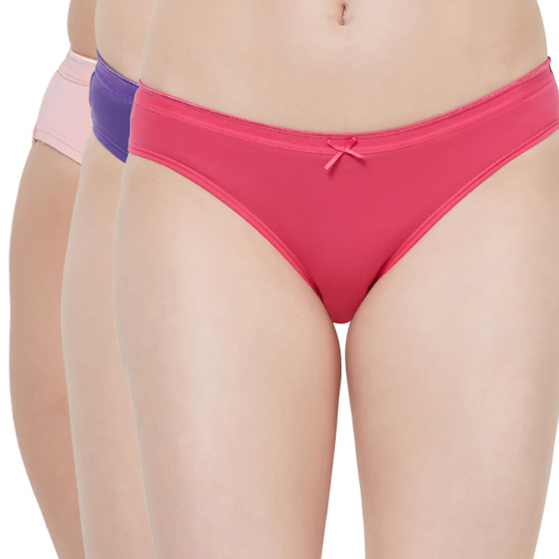 SOIE Mid Rise Medium Coverage Solid Colour Cotton Stretch Brief Panty (Pack of 3)-Multi-Color (XL)