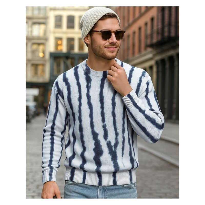 Bewakoof Men Blue Tie and Dye Oversized Sweater (S)