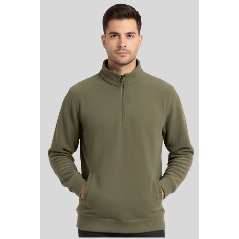 Parcel Yard Men Winter Wear Olive Sweatshirt (M)