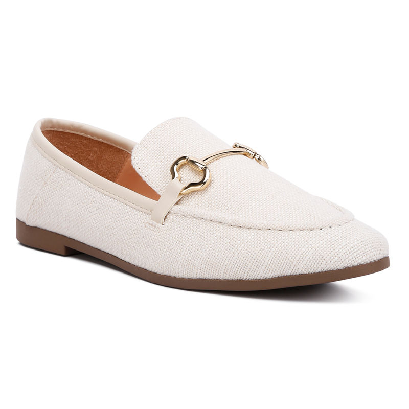 London Rag Pink Horsebit Embellished Canvas Loafers (EURO 36)