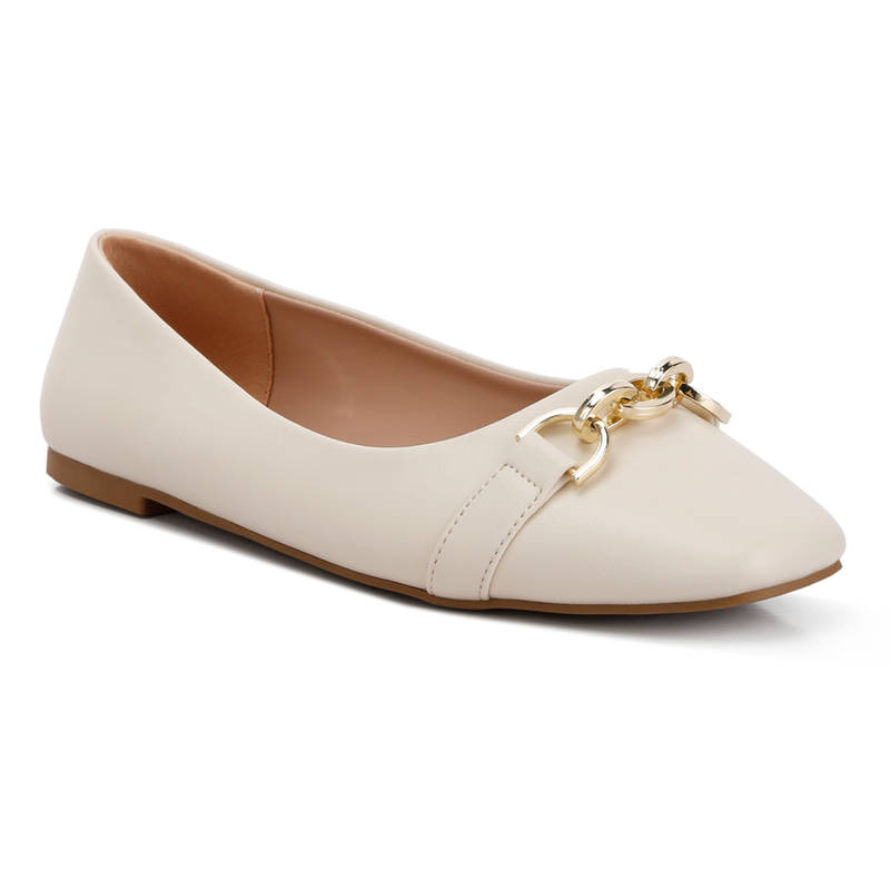 London Rag Cream Embellished Flat Ballets (EURO 39)