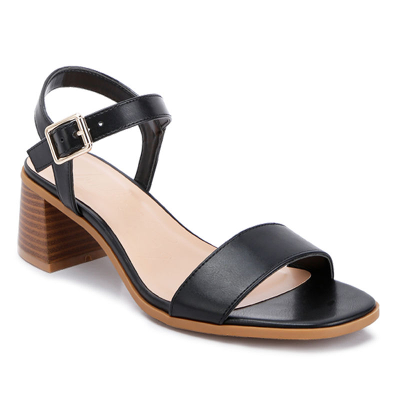 London Rag Black Stacked Heel Sandals (EURO 36)