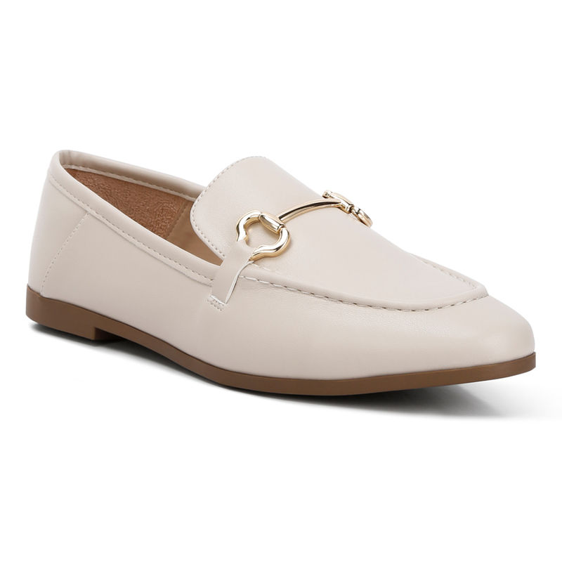 London Rag Off White Horsebit Embellished Loafers (EURO 36)