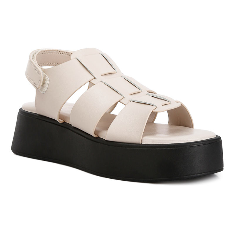 London Rag Beige Velcro Gladiator Sandals (EURO 39)