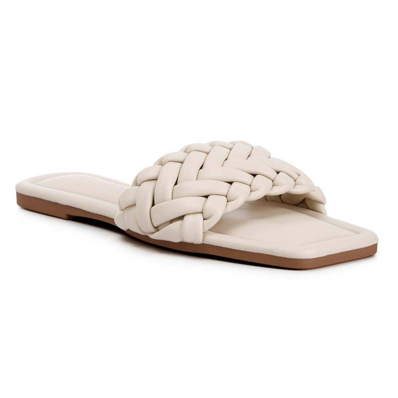 London Rag Beige Braided Strap Slip On Flats (EURO 37)