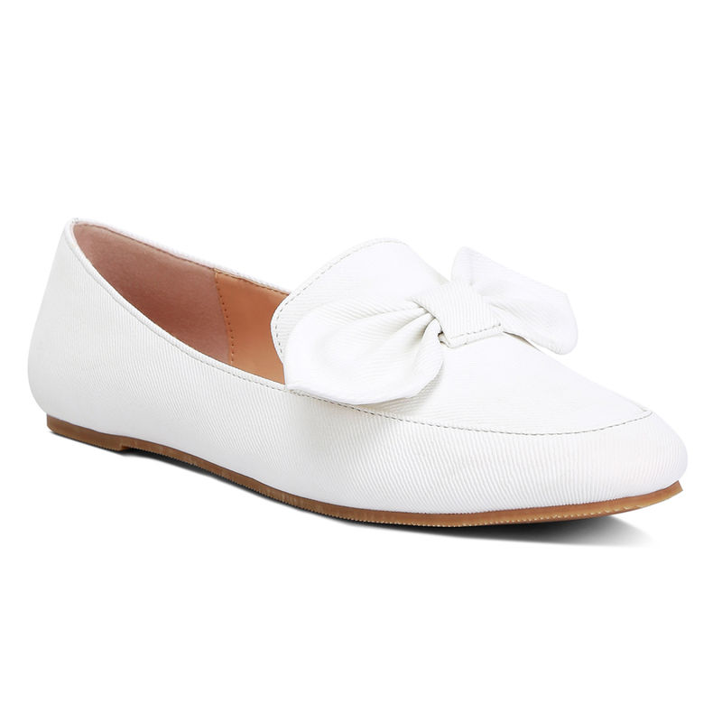 London Rag White Bow Embellished Loafers (EURO 36)