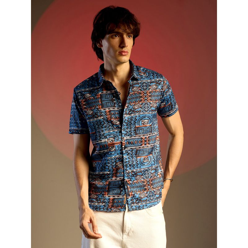Campus Sutra Men Multi-Color Artistic Bohemian Shirt (S)