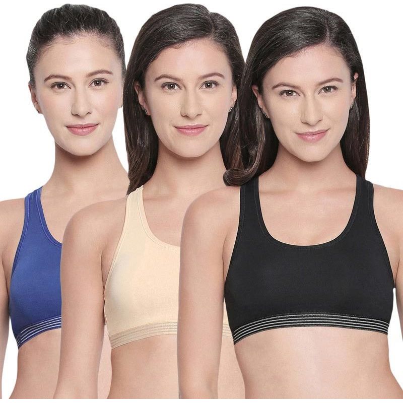 Bodycare Racerback Sports Bra-Pack Of 3 - Multi-Color (32B)