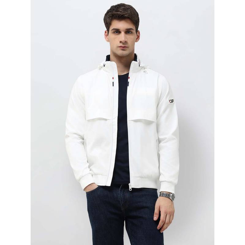 U.S. POLO ASSN. Detachable Hood Packable Jacket-White (L)