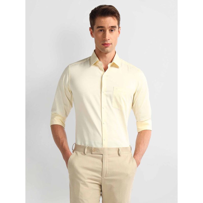 Arrow Yellow Manhattan Slim Fit Cotton Shirt (40)