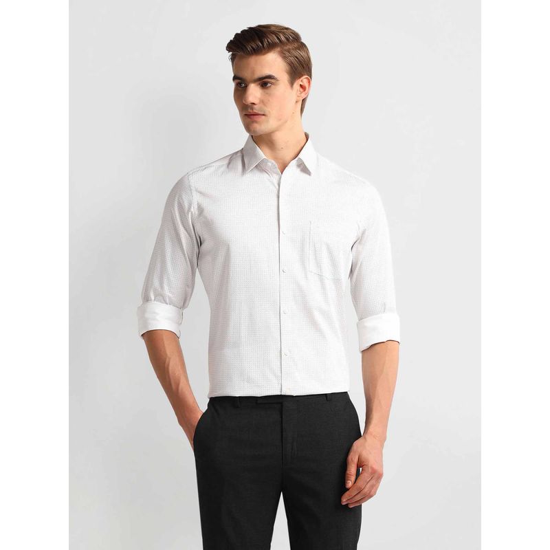 Arrow White Slim Fit Printed Shirt (39)