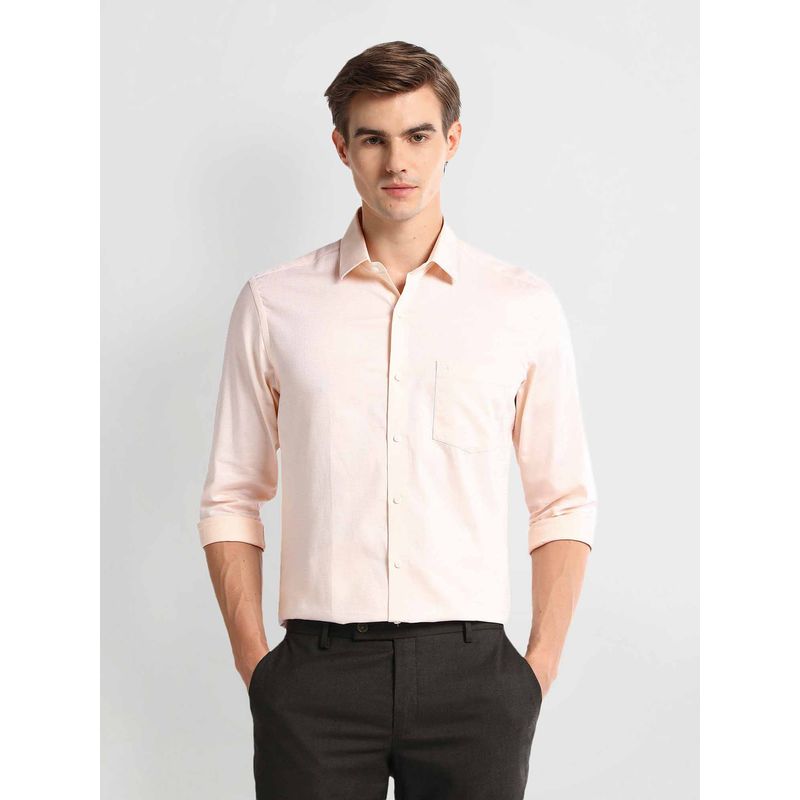 Arrow Peach Cutaway Collar Cotton Textured Shirt (40)
