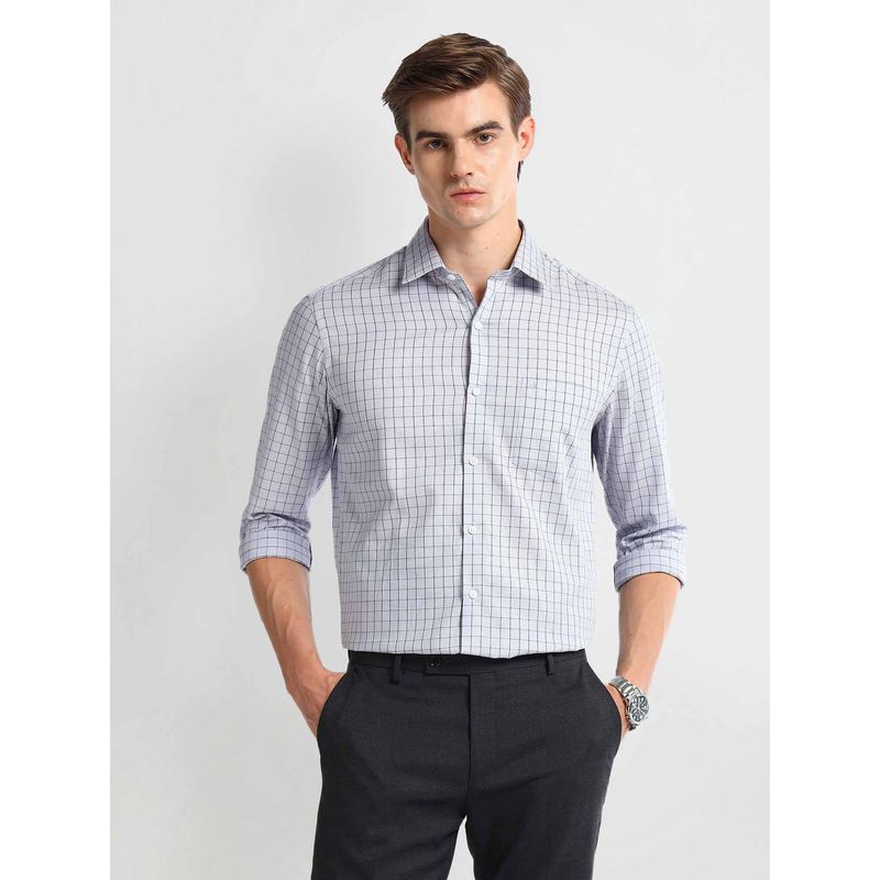 Arrow Grey Cutaway Collar Cotton Checks Shirt (42)