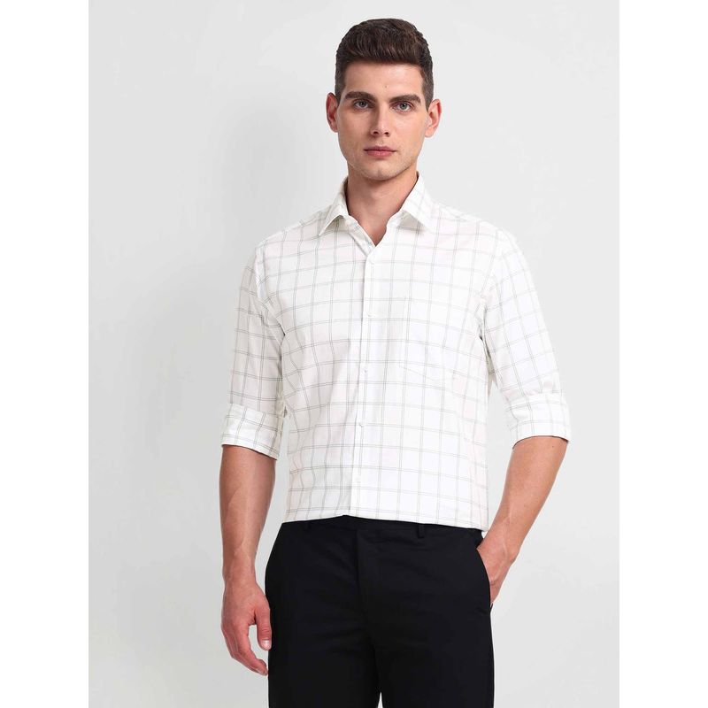 Arrow White Slim Fit Long Sleeve Checks Shirt (39)