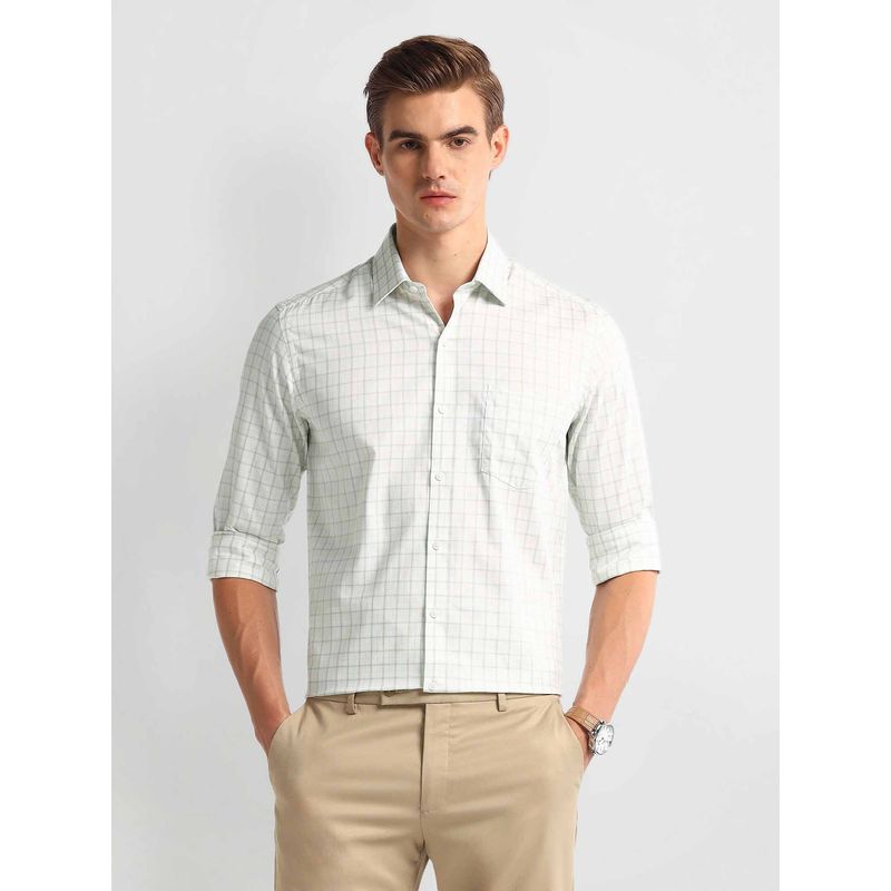 Arrow Green Cutaway Collar Slim Fit Checks Shirt (39)