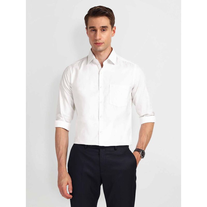 Arrow White Manhattan Slim Fit Cotton Textured Shirt (40)