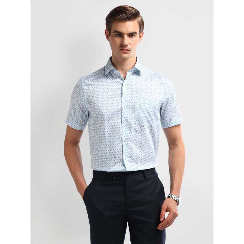 Arrow Blue Cutaway Collar Cotton Half Sleeve Shirt (42)