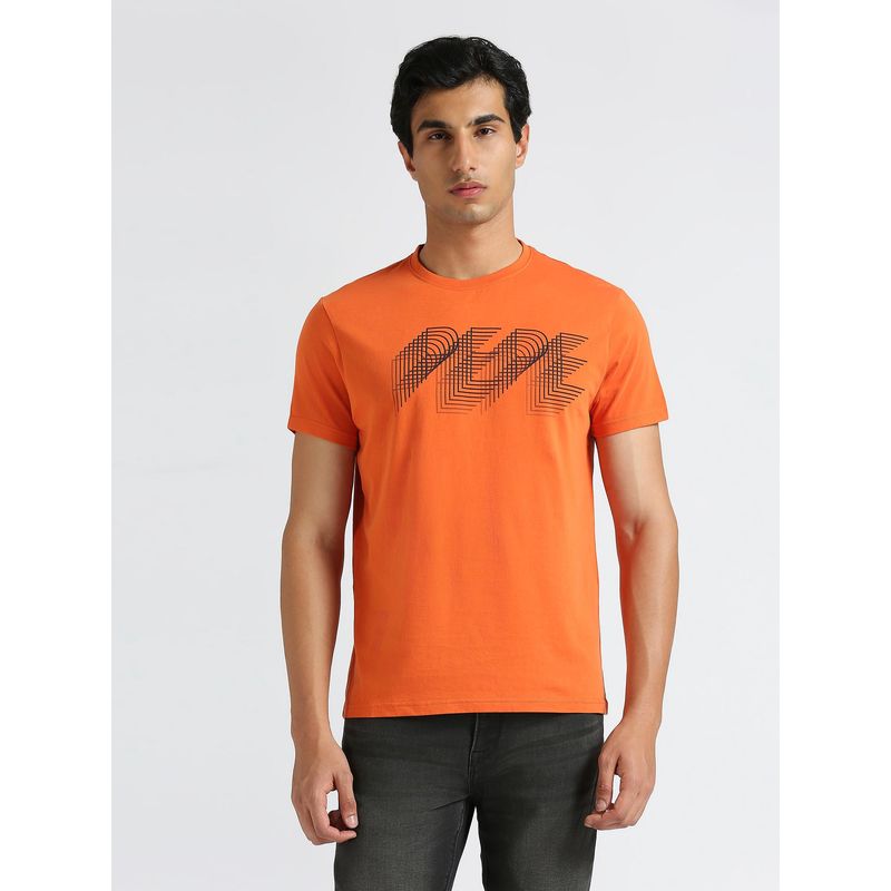 Pepe Jeans Orange Print Short Sleeve T-Shirt (S)