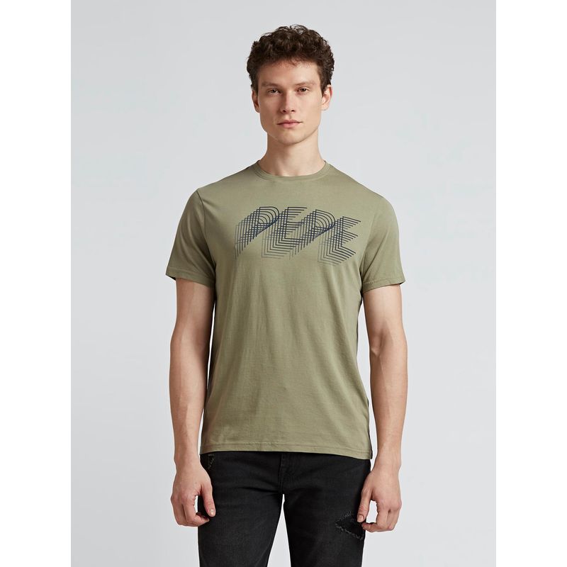 Pepe Jeans Green Print Short Sleeve T-Shirt (XL)