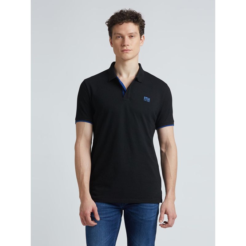 Pepe Jeans Black Ribbed Collar Short Sleeve Polo (L)