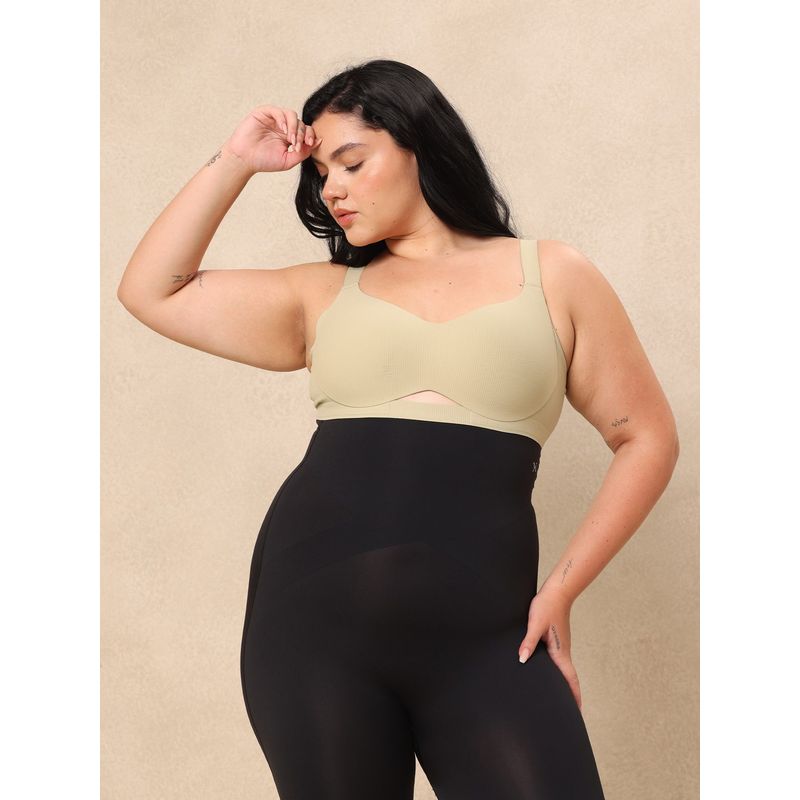 Krvvy Women Black Seamless Mid-Thigh Shapewear Shorts (2XL/3XL)