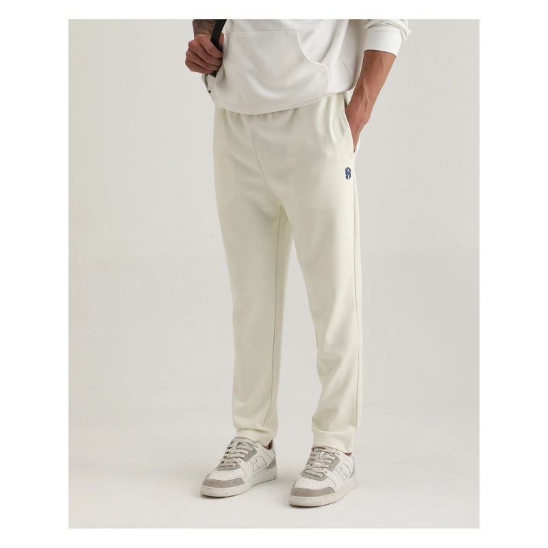 Rare Rabbit Men Jabe-B Off White Modal Blend Fabric Regular Fit Plain Trackpant (32)