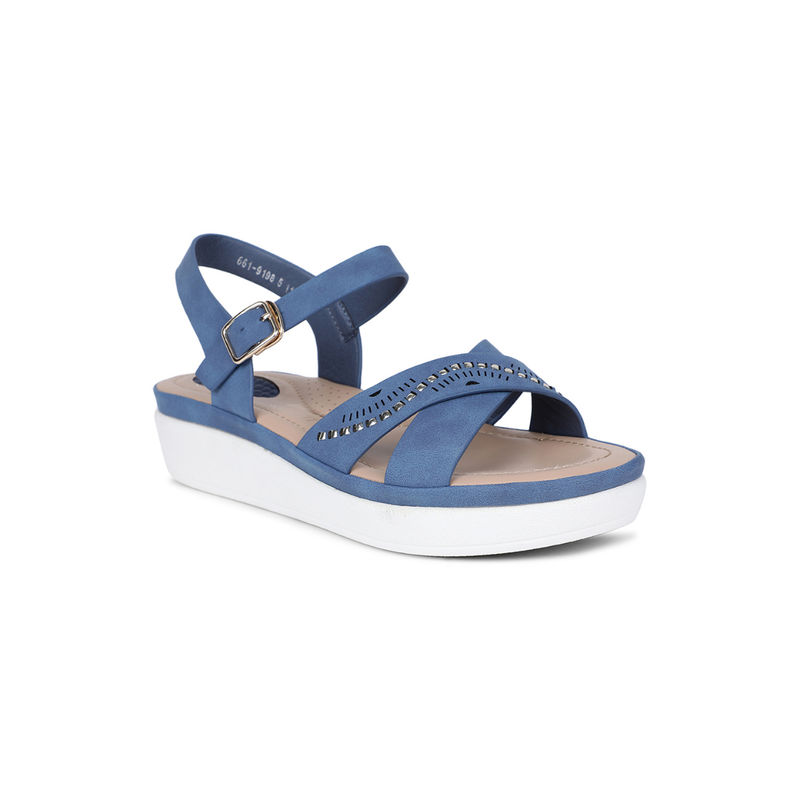 Bata Embellished Blue Wedge Sandals Buy Bata Embellished Blue Wedge Sandals Online at Best