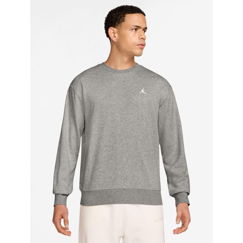 Nike Jordan Brooklyn Fleece Men Grey Crew Neck Sweatshirt (S)