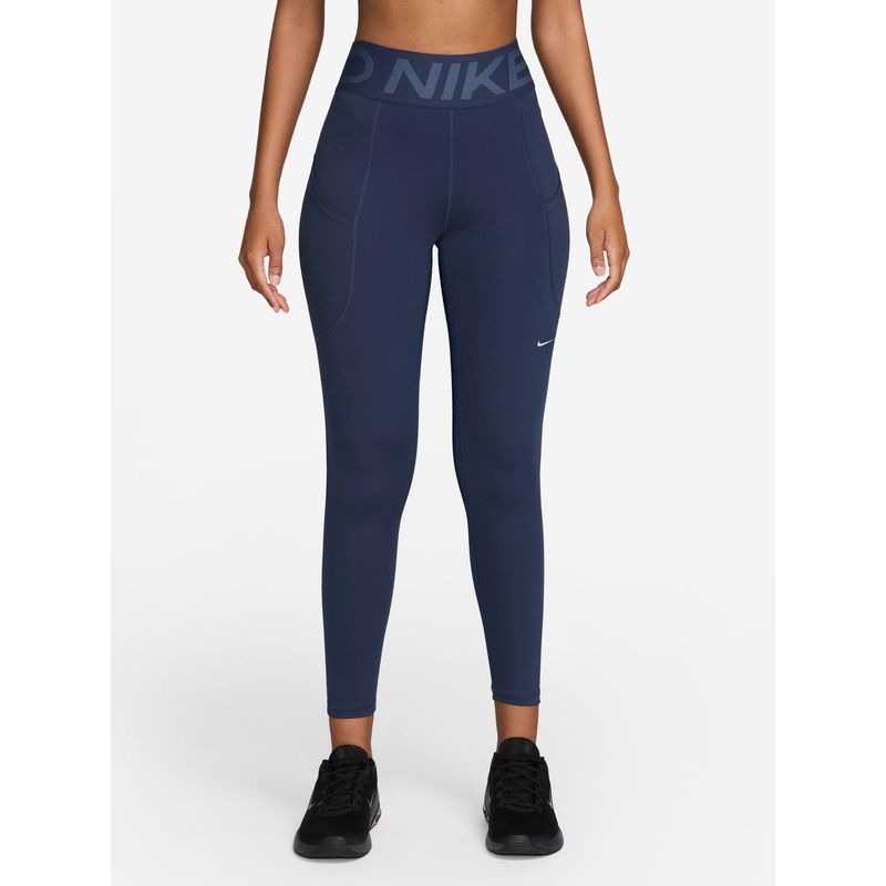 Nike Pro Sculpt Women Navy Blue High-Waisted 7/8 Leggings with Pockets (XS)