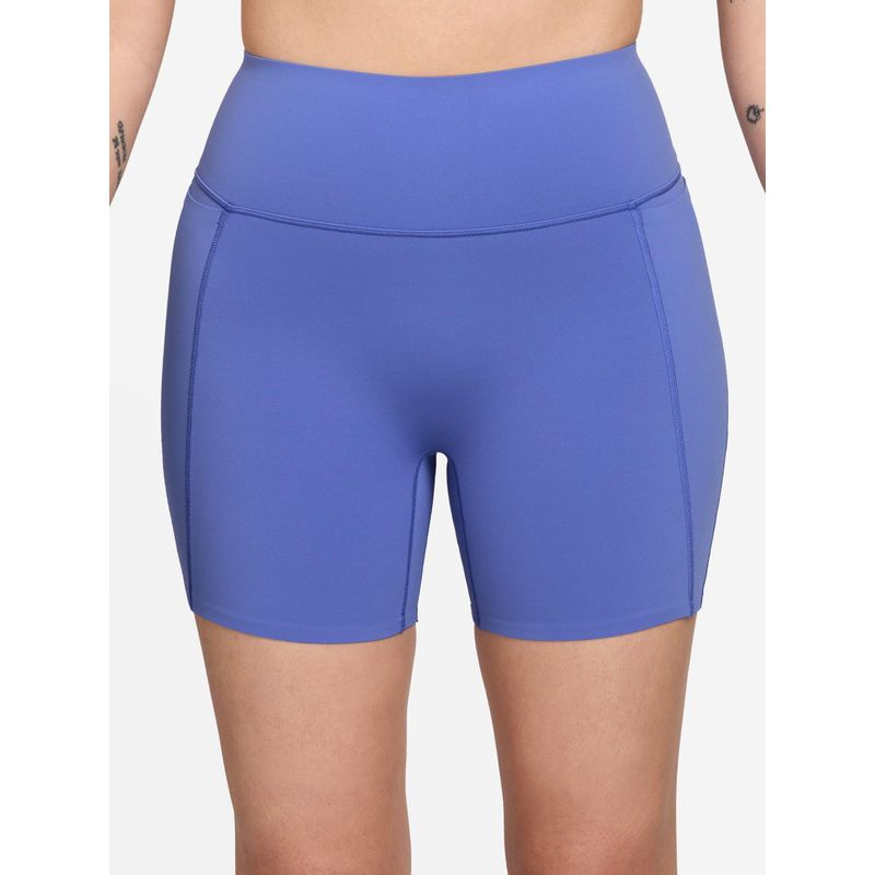 Nike Universa Women Blue High-Waisted 5 Biker Shorts (XL)