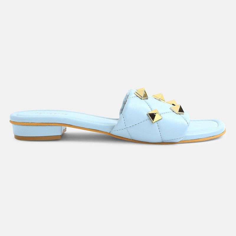 Buy IYKYK by Nykaa Fashion Clair Premium Powder Blue Quilted Flats with Studs Online
