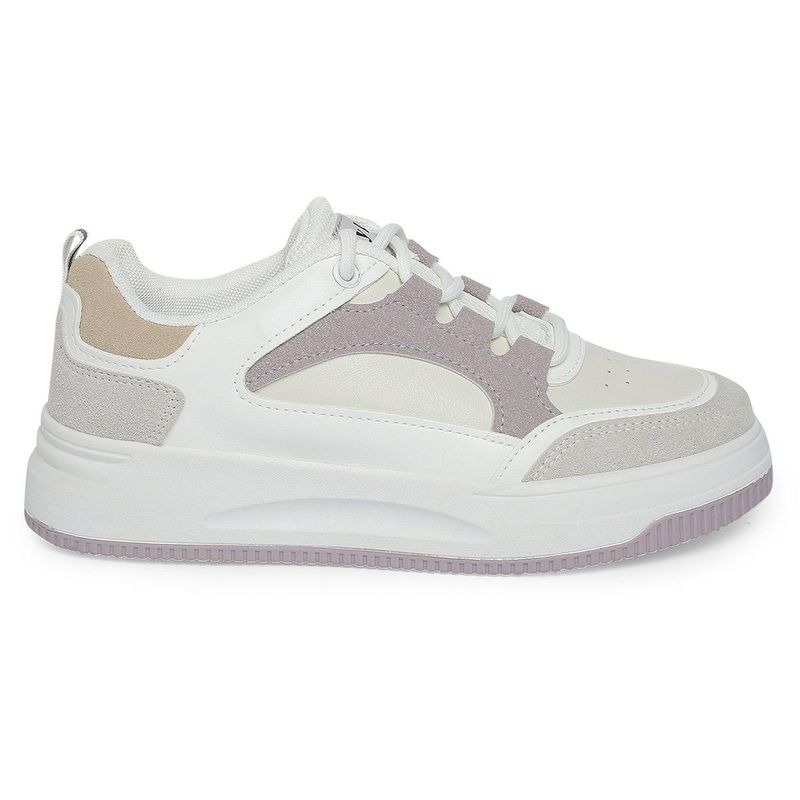 IYKYK by Nykaa Fashion Eloise Trendy Colorblock White and Purple Sneakers (EURO 37)