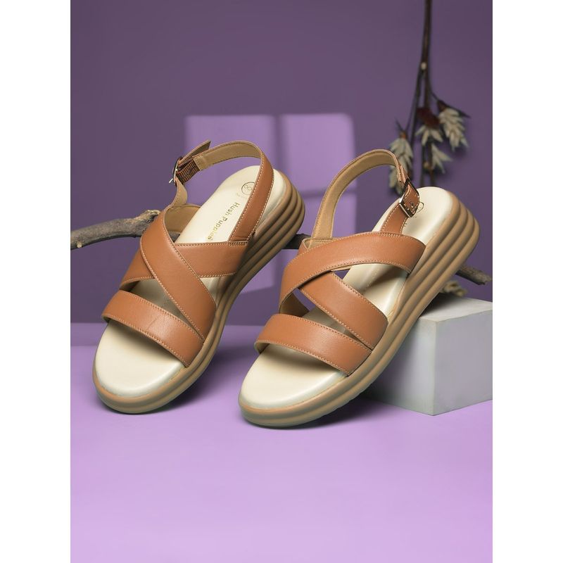 Hush Puppies Women Tan Platform Sandals (UK 3)