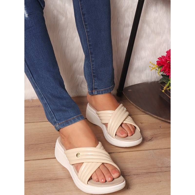ELLE Women Cushioned Beige Sandals (EURO 37)