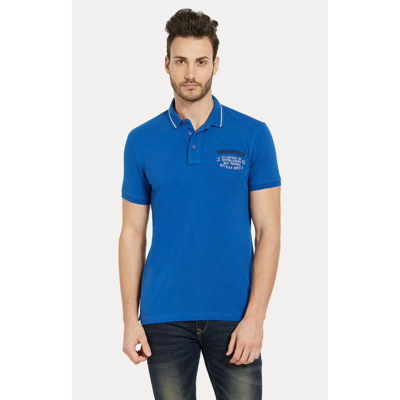 Spykar Blue Cotton Slim Fit T-shirt For Men: Buy Spykar Blue Cotton ...